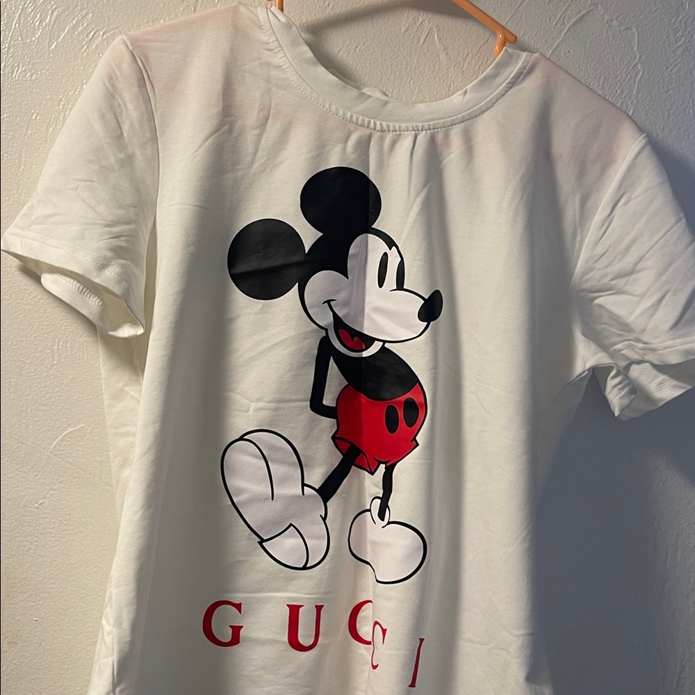 White Tee with Mickey Mouse Graphic